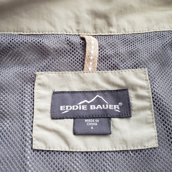 Eddie Bauer Khaki Windbreaker Jacket, Size Small - Picture 10 of 16
